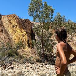 Ocker in verschiedenen Farben (im Hintergrund; benutzen Aboriginal People für Zeremonien)