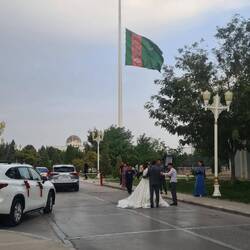 The flag being lowered (we were later asked not to take photos of the flag being taken down!)
