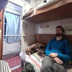 Private compartment on the night train to Ashgabat
