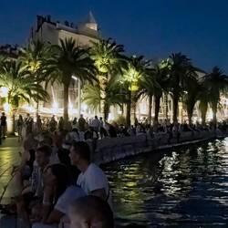 Split waterfront at night
