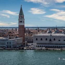 View towards St Mark's Square from San Giorgio Maggiore bell tower