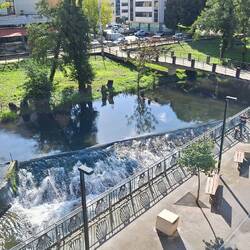 The attractive but noisy weir outside our balcony.