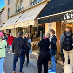 Some of the group with Zarah outside Maison Bremond