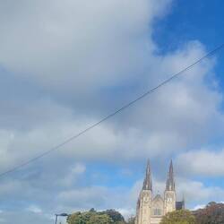 The catholic St Patrick's in the distance.