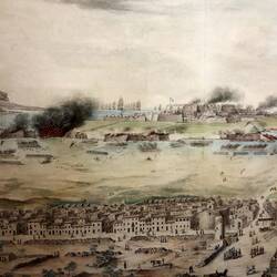 A painting of a battle in port Mahón.