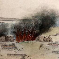 Details of that same paintings: look at all the people dying in the explosion.