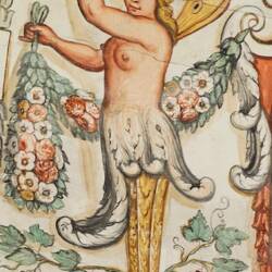 Mit entblösten Frauenabbildern. Sehr selten in kath Kirchen