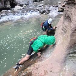 Zion NP, the Narrows, one of the steep water passages