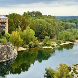 View down to the river from the road bridge
