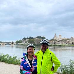 Us with the famous bridge and Avignon in the background