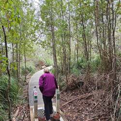 A boot washdown station at the start of the trail to prevent the spread of harmful pathogens.