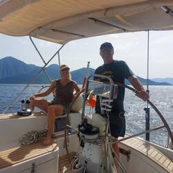 Stu enjoying his helming