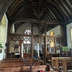 Carved wooden church roof
