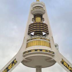 The Arch of Neutrality, with Niyazov on the top. It also used to contain a restaurant