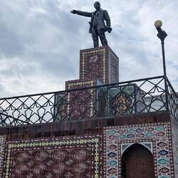Lenin on his many carpet boxes