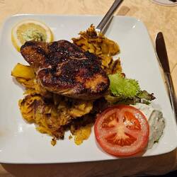 Bierbrauersteak (natürlich in Bier eingelegt) an Bratkartoffeln