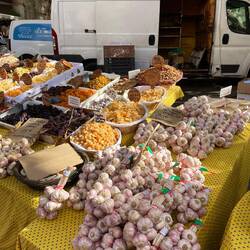 Dried fruit and garlic in abundance