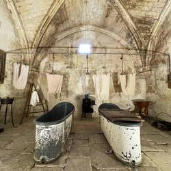 The bathroom where patients received ice baths and hot baths