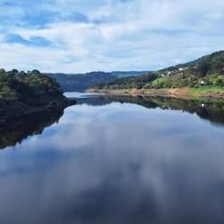 The biggest river we've crossed on the whole trip, a nearby reservoir had something to do with that.