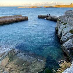Looking out to Dalkey Sound. Coliemore Harbour.