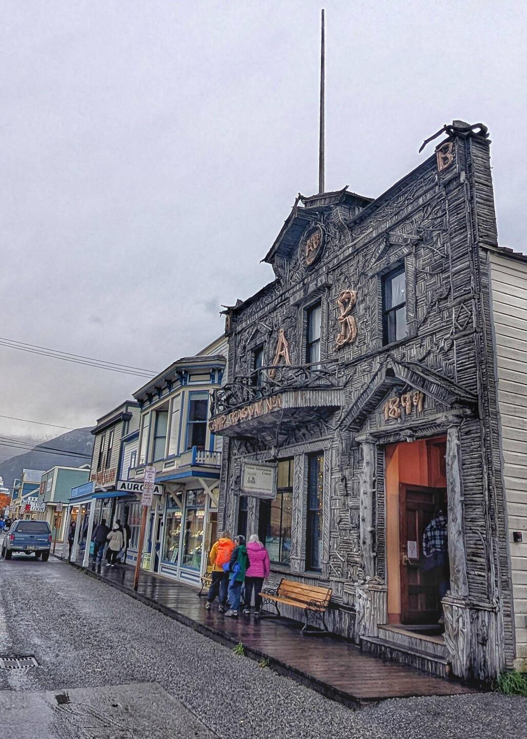 The Arctic Brotherhood Hall with its facade of 8000 pieces of driftwood