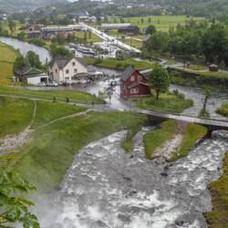 View from top of Steinsdalsfossen waterfall.