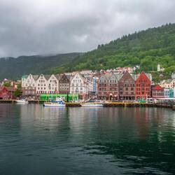 Colorful wooden houses on the Bergen waterfront.