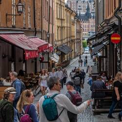 Cobblestone laneway in old city.