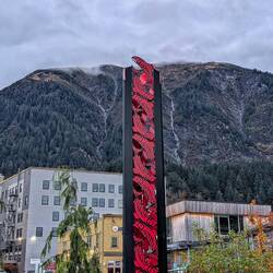 The twin waterfalls that form a backdrop to Juneau