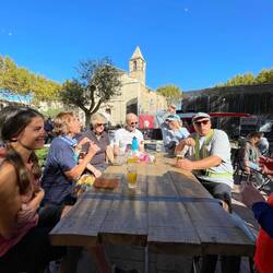 Having a drink before continuing the ride