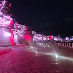 Surprising lit up cliffs