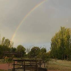 Ein Regenbogen am Morgen
