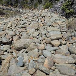 They made a rock path to the beach!