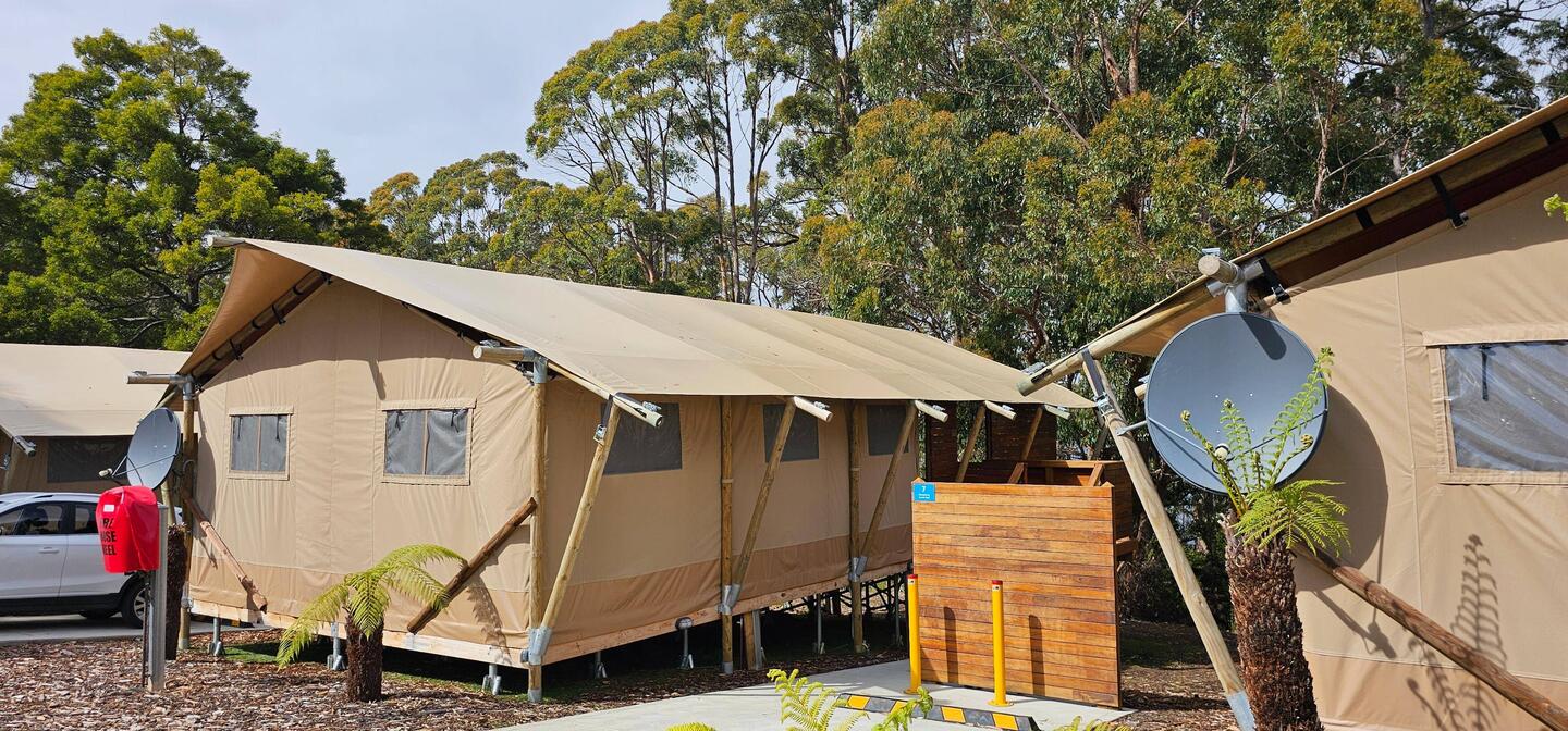 This was our 'tent': basically a small studio unit with kitchenette & a nice porch.