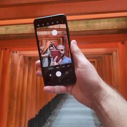Torii-Weg mit ca. 1000 solcher Tore im Shinto Schrein Fushima Inari in Kyoto