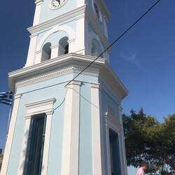 A morning hike up to the clock tower in Poros