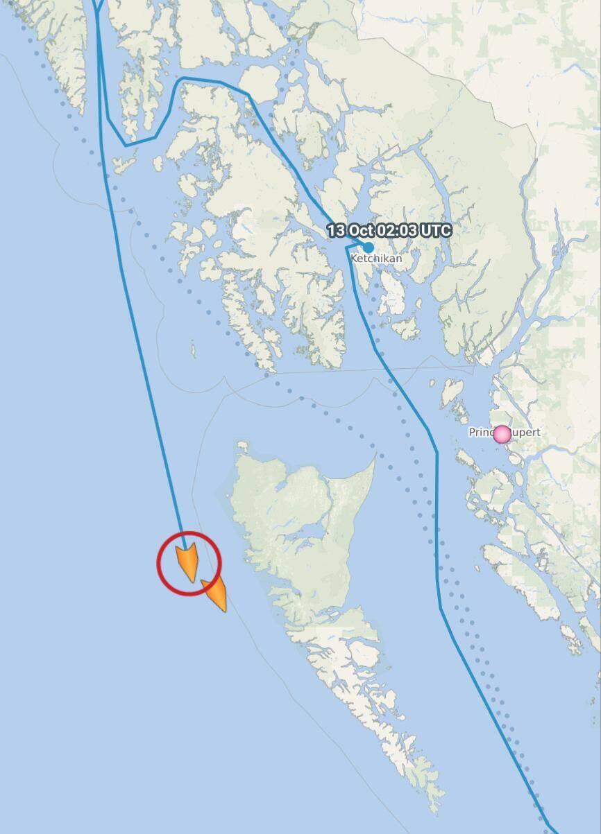 That's Graham Island on the port side. My room is on the starboard.