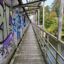 Neben der Bahntrasse über die Mulde.