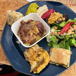 Delicious and plentiful lunch prepared by Bertrands mother