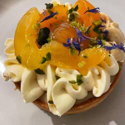 Ian had an apricot and pistachio tart