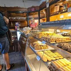 Albanian bakery owner in Volos introduced us to the local Greek delicacies
