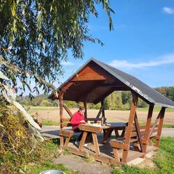 Wir genießen das wunderschöne Herbstwetter.