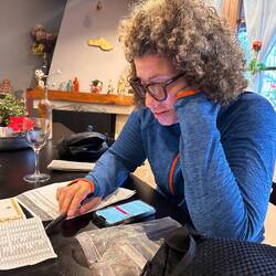 Laura, planning out the rest of our stays