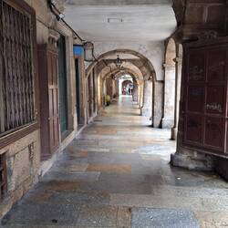 The colonnade was great for keeping out of the rain.