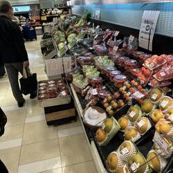 Some of the products sold in large grocery section of store in Shinjuku train station