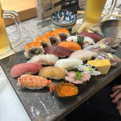 Our 16 piece Sushi dinner with local beer.