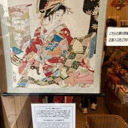 We bought this Gobelin Fabric Hanging, Warp and Weft dyed different colours for 3 D effect.