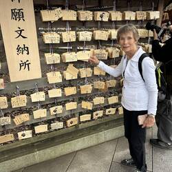 Write wishes on wooden plaques called ema and hang them at the shrine. Burning ceremony later