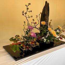 Many floral arrangements on exhibit