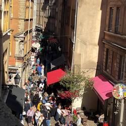 Looking out of our window to the street below